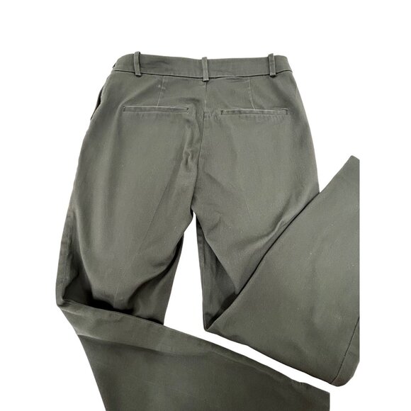 H&M Women’s Pants 8 Green Flat Front Tapered Leg Ankle Length Side Zip Button - Picture 3 of 11